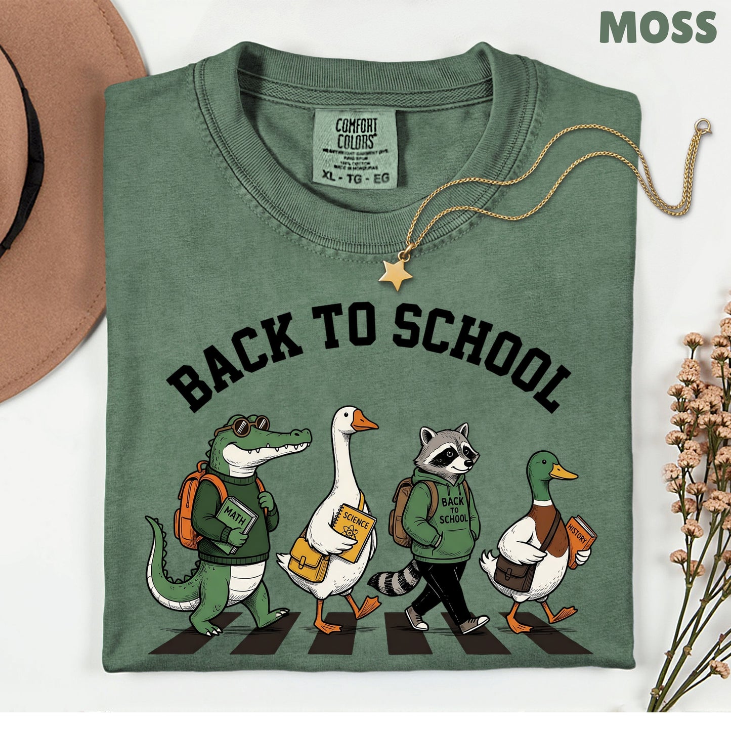 Back to School Animal T-Shirt, Abbey Road Alligator Goose Raccoon Duck Tee Sweatshirt