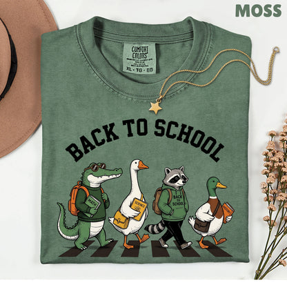Back to School Animal T-Shirt, Abbey Road Alligator Goose Raccoon Duck Tee Sweatshirt