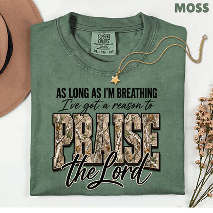 Praise the Lord Christian Camo T-Shirt, Faith Hunting Quote Comfort Color Tee