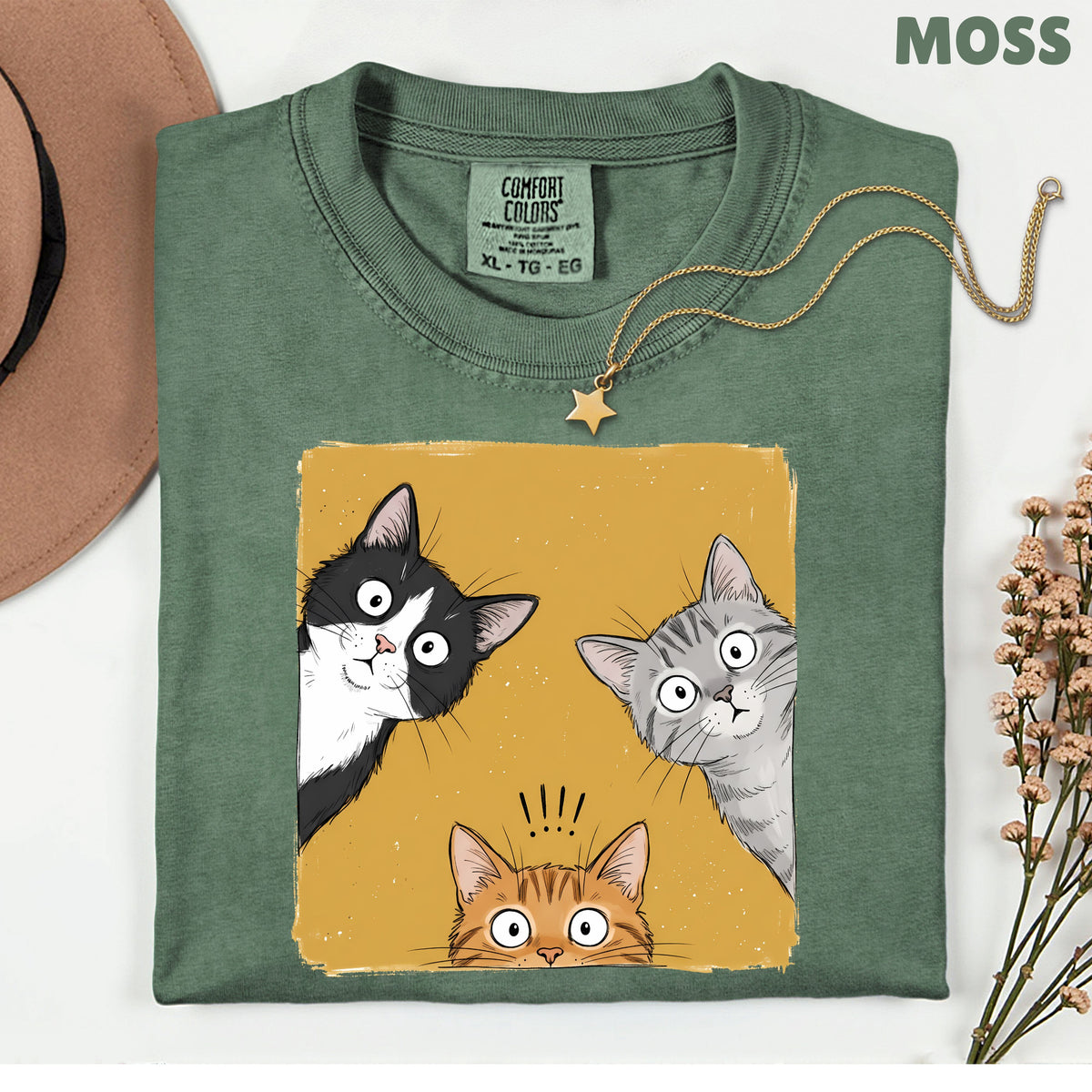 Curious Cats Peeking Cats T-Shirt, Funny Cat Lover Kittens Tee