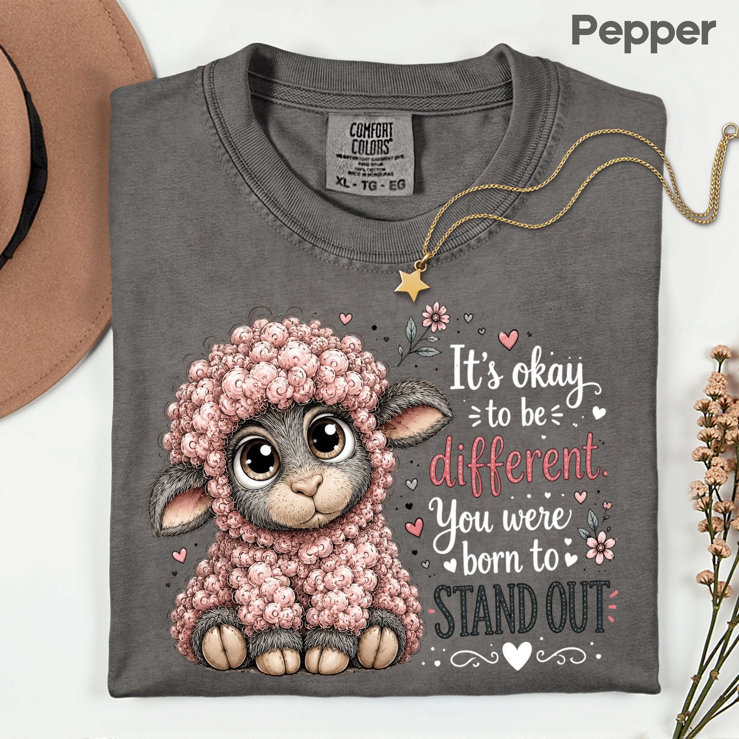 Inspirational Black Sheep Born to Stand Out T-Shirt, Cute Lamb Quote Tee