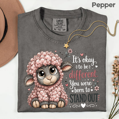 Inspirational Black Sheep Born to Stand Out T-Shirt, Cute Lamb Quote Tee
