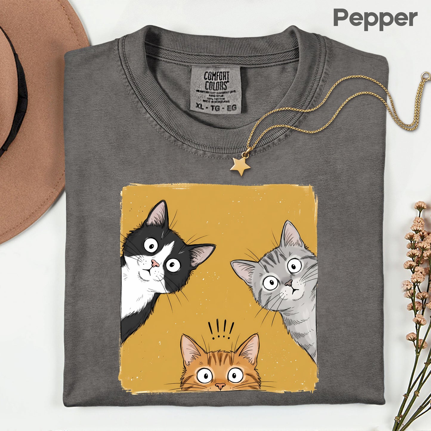 Curious Cats Peeking Cats T-Shirt, Funny Cat Lover Kittens Tee
