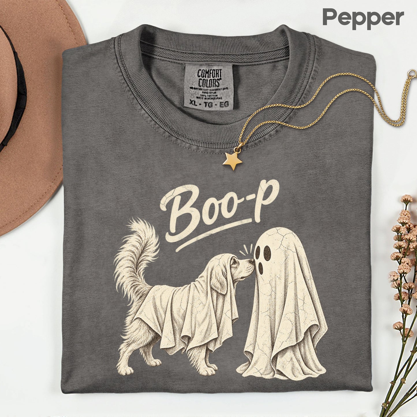 Halloween Dog Ghost Boop T-Shirt, Cute Spooky Season Golden Retriever Dog Lover Tee
