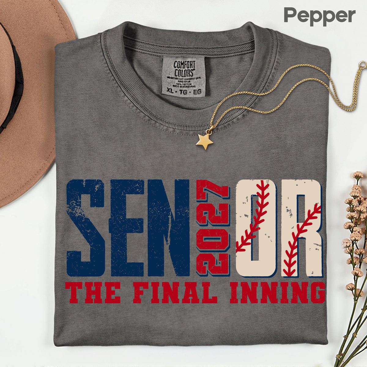 Senior Baseball 2027 The Final Inning T-Shirt, Class of 2027 Distressed Stitches Graduation Tee