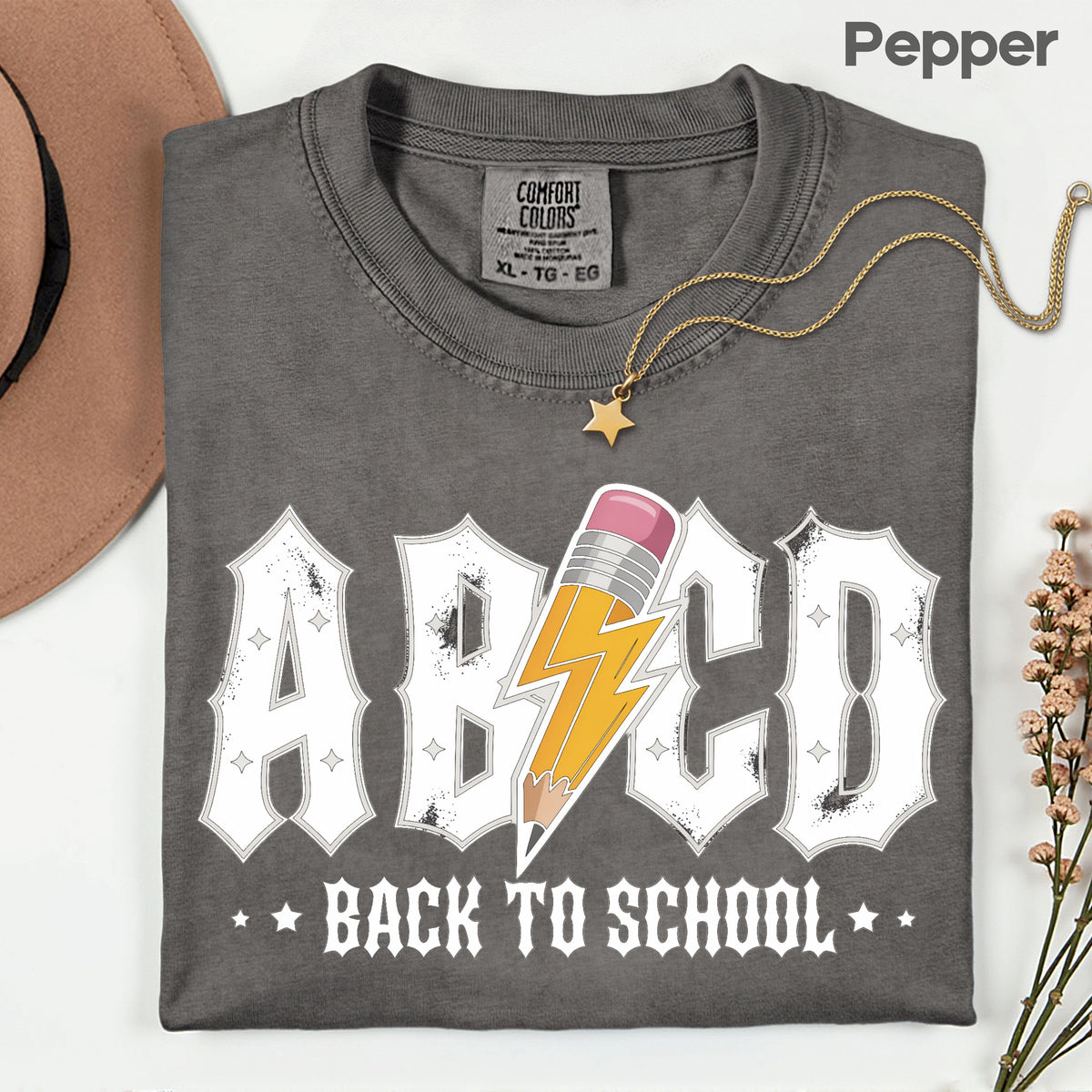 Rock Back to School ABCD Lightning Pencil T-Shirt, Teacher Student Music Tee