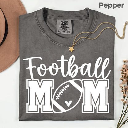 Football Mom Game Day Heart T-Shirt, Sports Season Varsity Letters Comfort Color Tee
