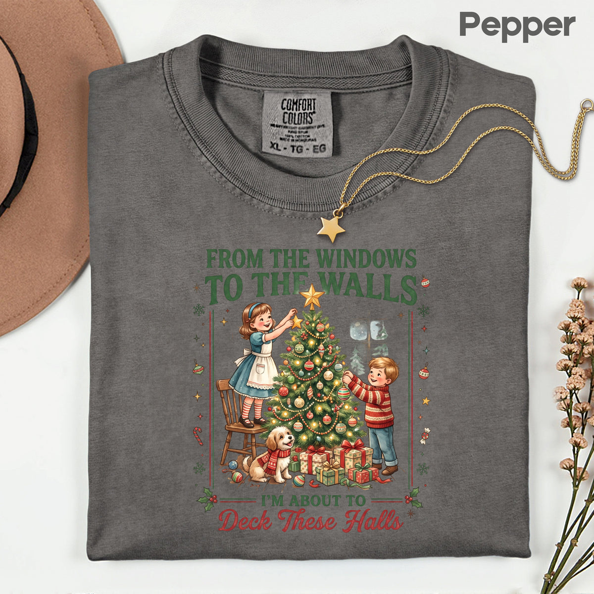 From the Windows to the Walls Christmas Tree T-Shirt, Funny Vintage Holiday Tee