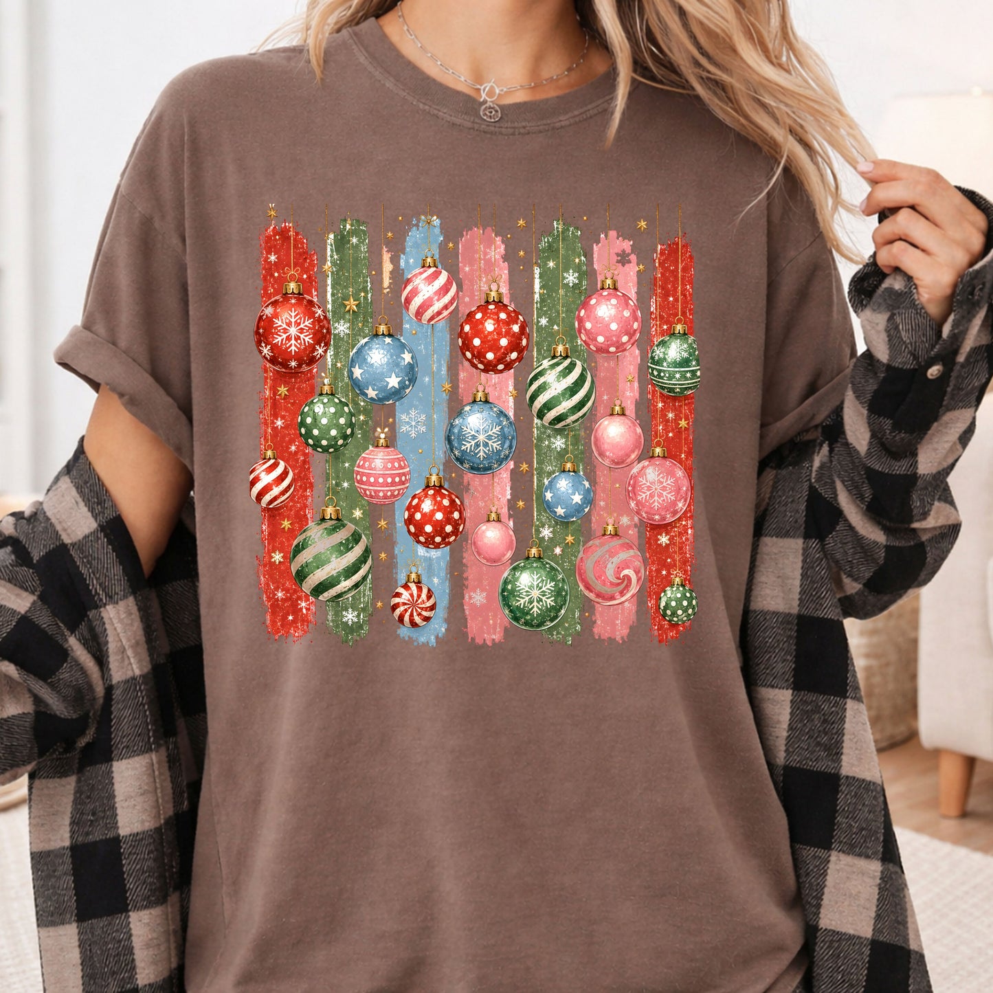 Christmas Ornaments DTF Transfers, Colorful Paint Strokes Holiday Baubles Festive Ready to Press