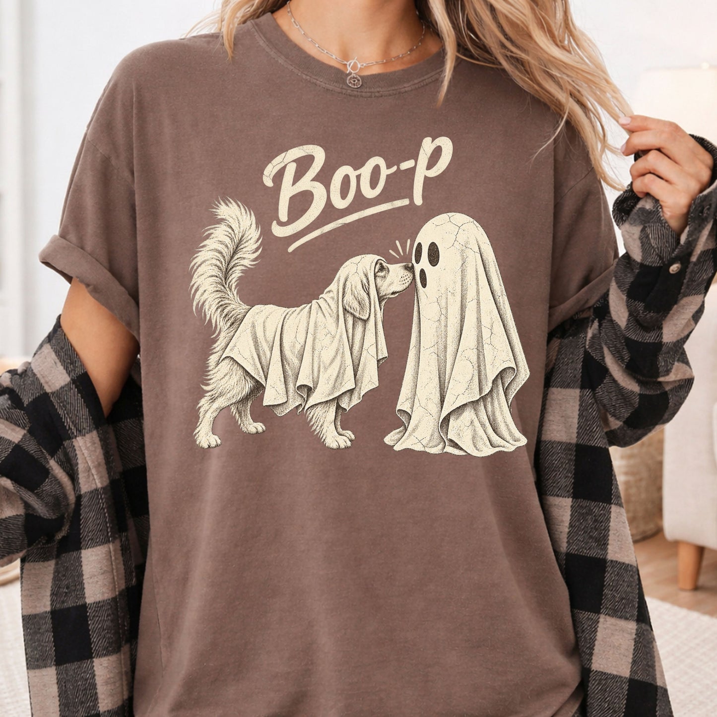 Halloween Dog Ghost Boop T-Shirt, Cute Spooky Season Golden Retriever Dog Lover Tee