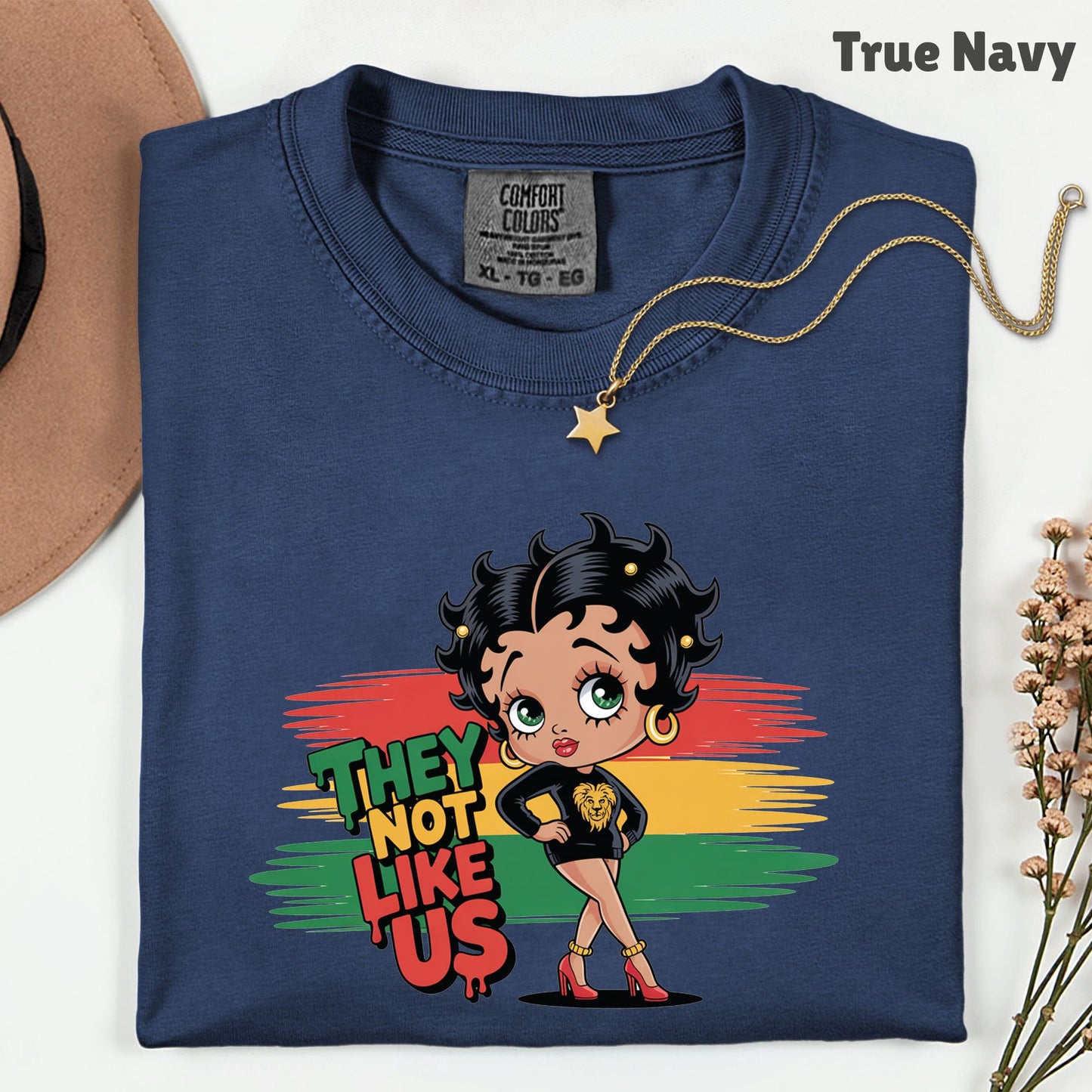 Comfort Colors® They Not Like Us Shirt Retro Cartoon Boop Girl Pan African Flag Lion T Shirt For Men Women Kids Youth Culture Tees