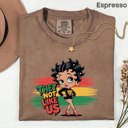 Comfort Colors® They Not Like Us Shirt Retro Cartoon Boop Girl Pan African Flag Lion T Shirt For Men Women Kids Youth Culture Tees