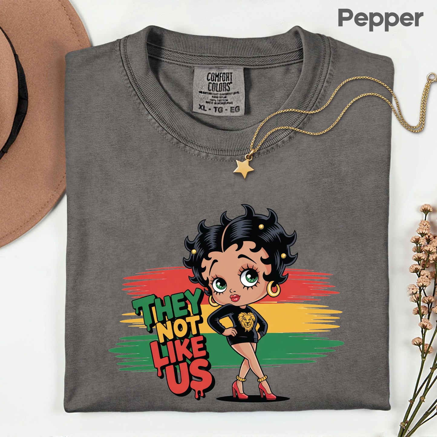 Comfort Colors® They Not Like Us Shirt Retro Cartoon Boop Girl Pan African Flag Lion T Shirt For Men Women Kids Youth Culture Tees