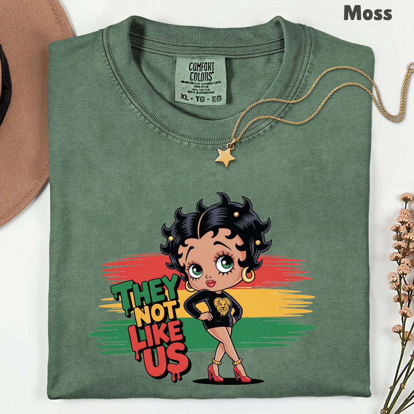 Comfort Colors® They Not Like Us Shirt Retro Cartoon Boop Girl Pan African Flag Lion T Shirt For Men Women Kids Youth Culture Tees