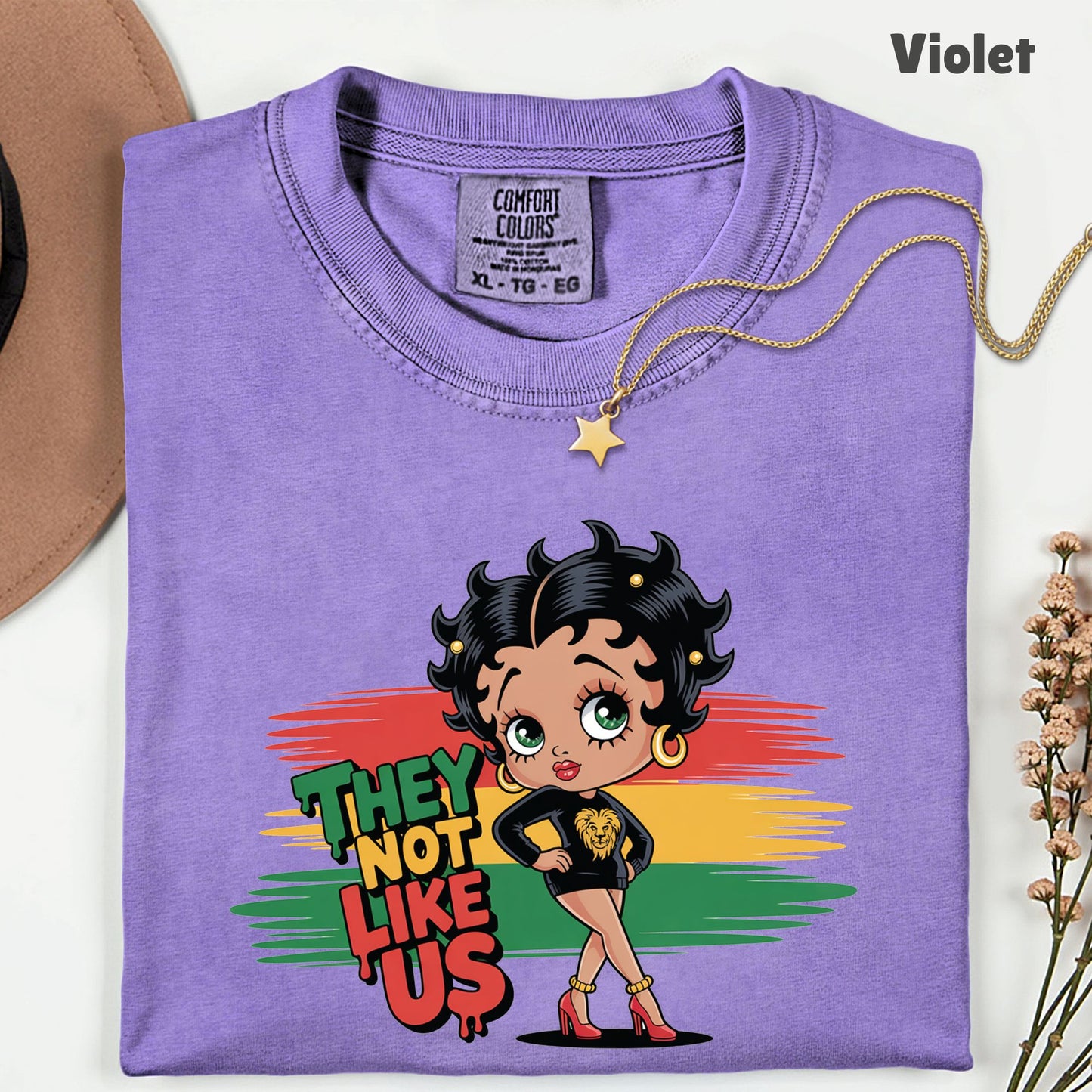 Comfort Colors® They Not Like Us Shirt Retro Cartoon Boop Girl Pan African Flag Lion T Shirt For Men Women Kids Youth Culture Tees