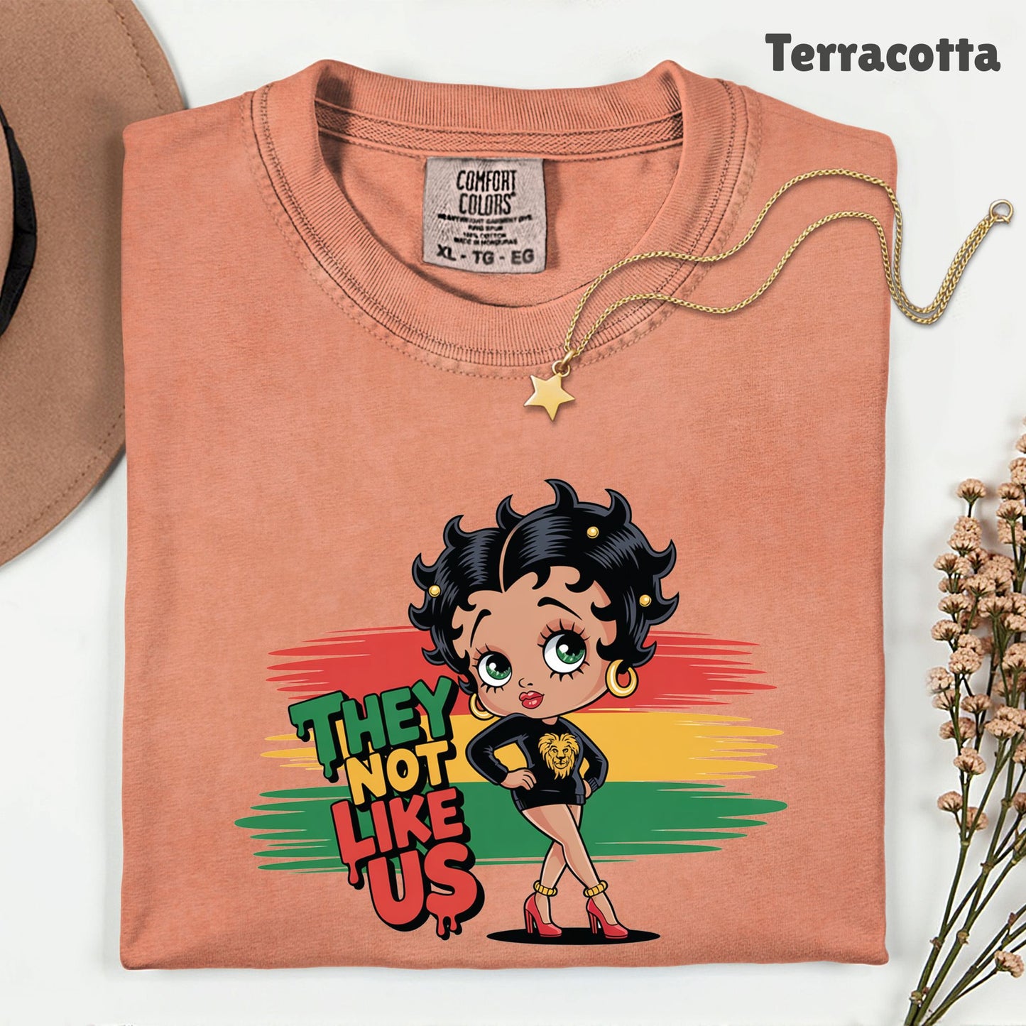 Comfort Colors® They Not Like Us Shirt Retro Cartoon Boop Girl Pan African Flag Lion T Shirt For Men Women Kids Youth Culture Tees