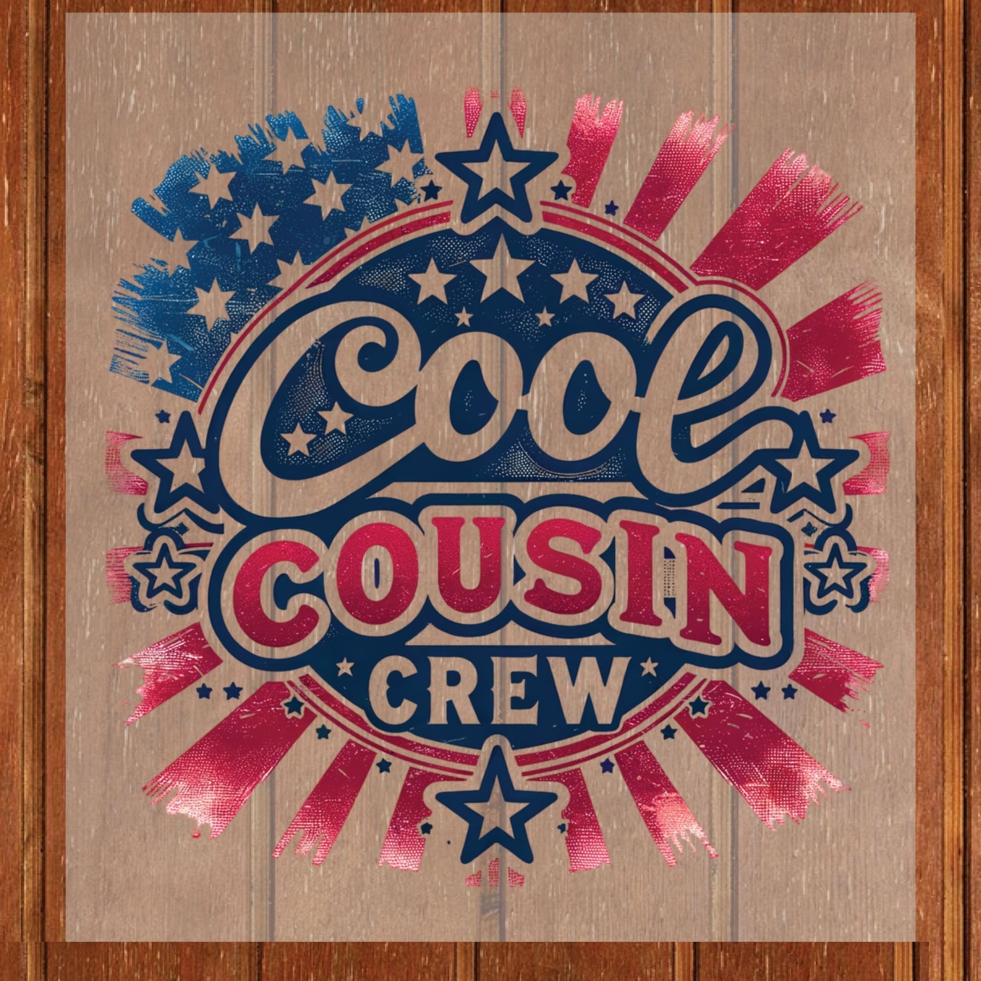 Cool Cousin Crew 4th of July Patriotic DTF Transfer Ready to Press American Flag UV DTF Sticker Independence Day Stars Heat Transfer for Shirts