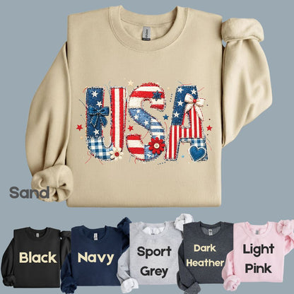 Coppy USA Letters Comfort Colors T Shirts Cute Patriotic Tee Coppy America Flag Shirt 4th of July Bow Red White Blue Fourth of July Gifts