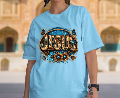 Cowhide Jesus T Shirt Western Christian Tee Faith Based Apparel Adult Youth Toddler Baby Boho Floral Country Shirt Cow Print Jesus Gift