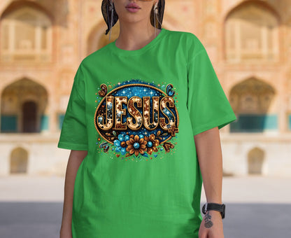 Cowhide Jesus T Shirt Western Christian Tee Faith Based Apparel Adult Youth Toddler Baby Boho Floral Country Shirt Cow Print Jesus Gift