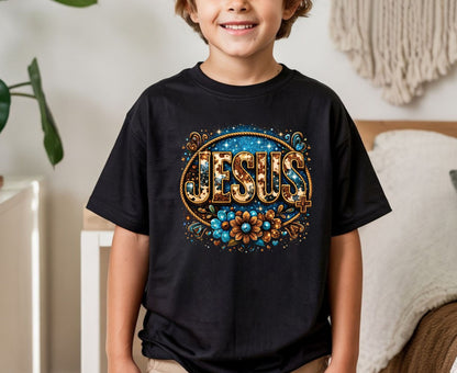 Cowhide Jesus T Shirt Western Christian Tee Faith Based Apparel Adult Youth Toddler Baby Boho Floral Country Shirt Cow Print Jesus Gift