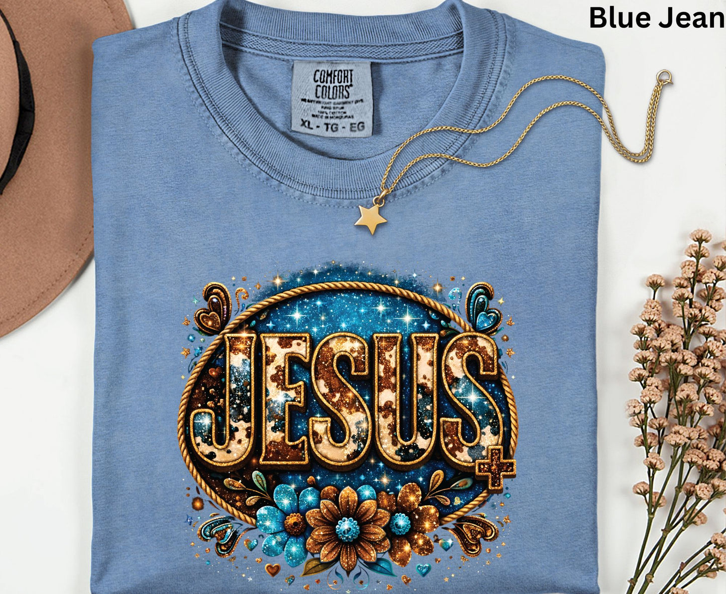 Cowhide Jesus T Shirt Western Christian Tee Faith Based Apparel Adult Youth Toddler Baby Boho Floral Country Shirt Cow Print Jesus Gift