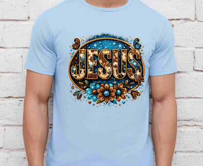 Cowhide Jesus T Shirt Western Christian Tee Faith Based Apparel Adult Youth Toddler Baby Boho Floral Country Shirt Cow Print Jesus Gift