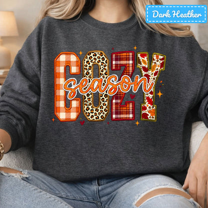 Cozy Season Fall Plaid Pumpkin T-Shirt, Autumn Sweatshirt