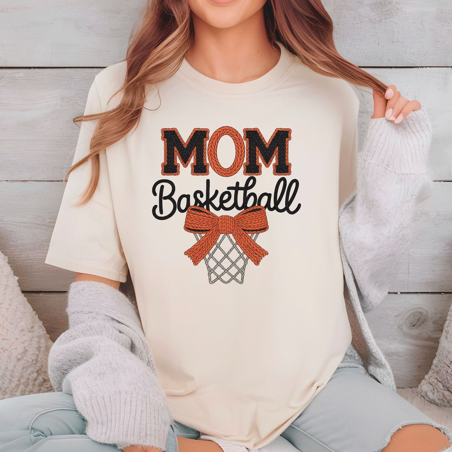 Crochet Basketball Mom DTF Transfer ready to Press Sports Mama Heat Transfer for Shirts Basketball Mommy UV Sticker Prints