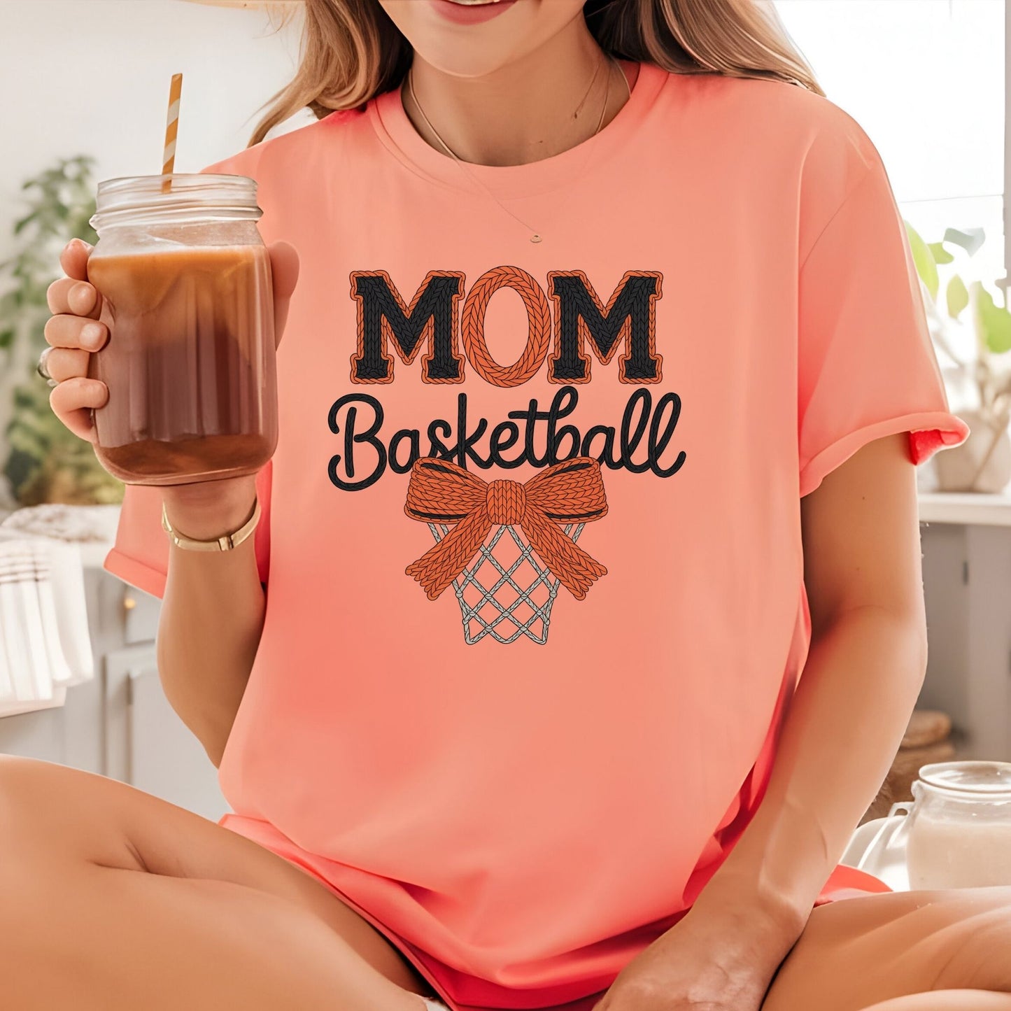 Crochet Basketball Mom DTF Transfer ready to Press Sports Mama Heat Transfer for Shirts Basketball Mommy UV Sticker Prints