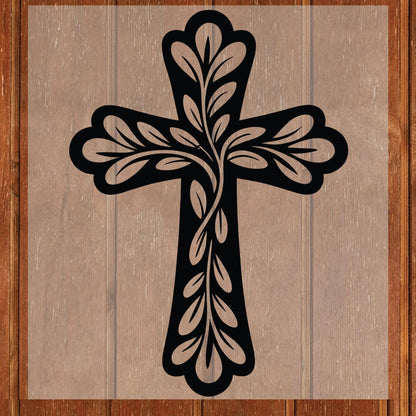 Cross DTF Transfer Ready to Press Floral Vine Christian Faith Religious Easter Jesus Spiritual Church UV Sticker Prints