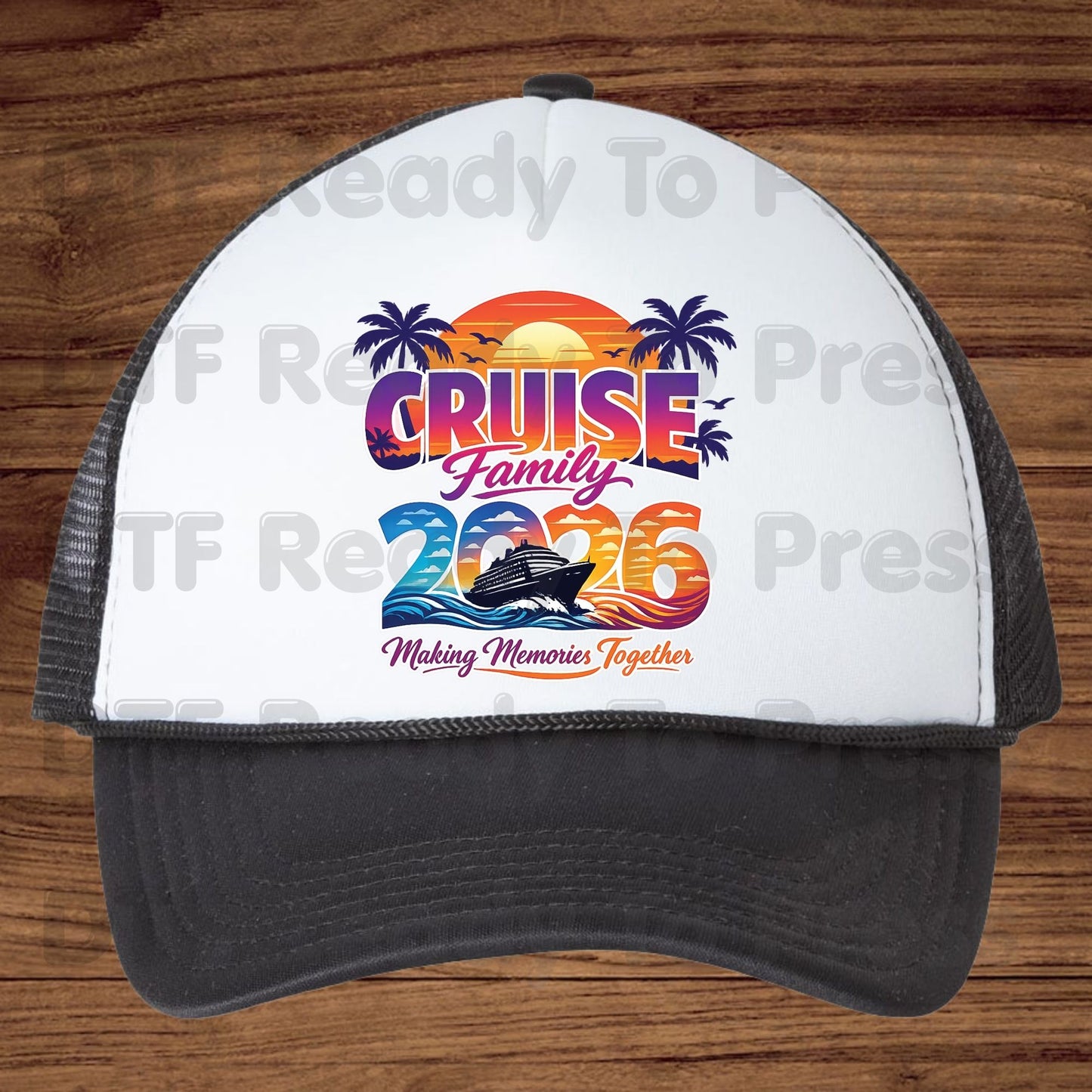 Cruise Family 2026 Making Memories Together DTF Transfer Ready to Press Summer Vacation Ship Sunset Heat Transfer for Shirts UV Sticker