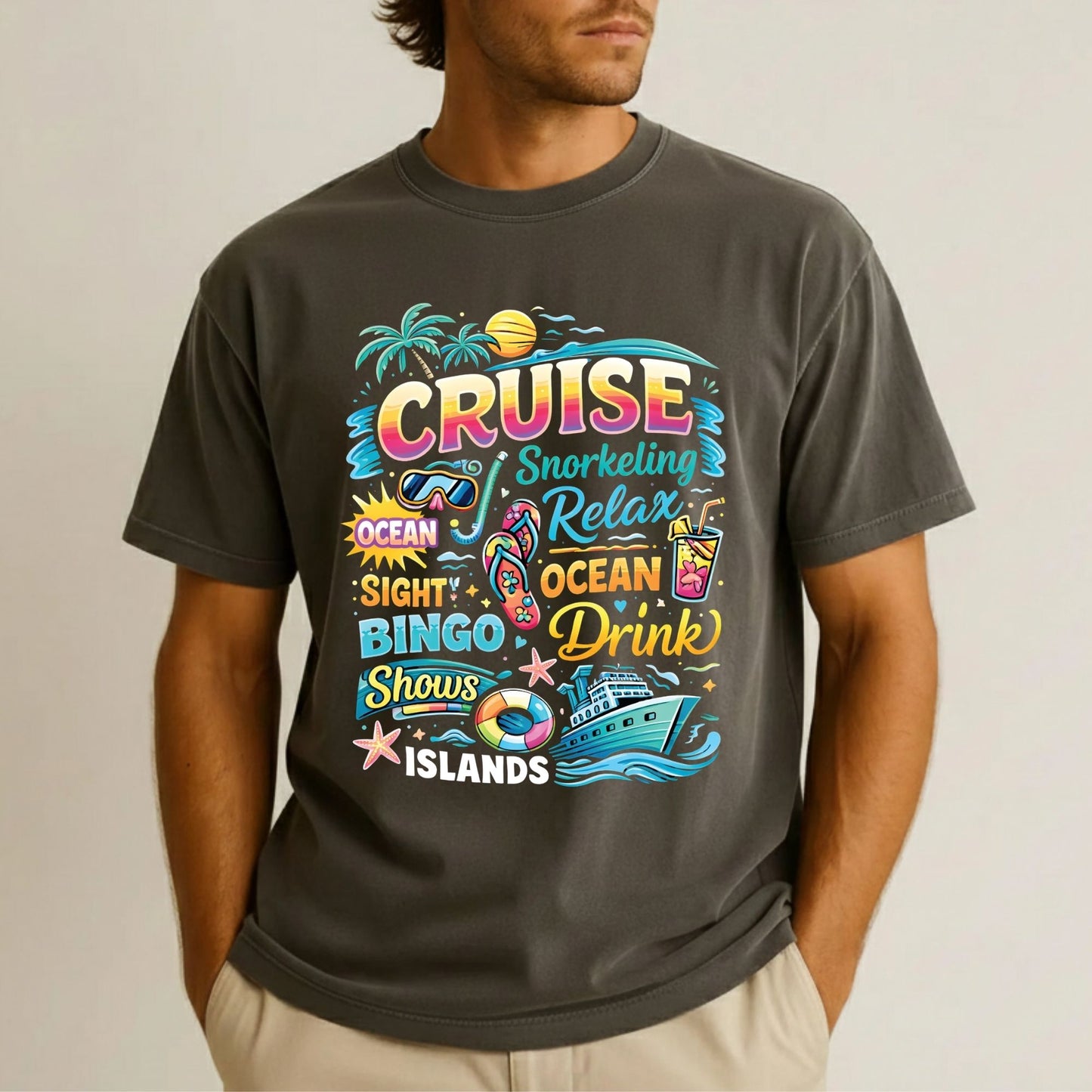 Cruise Snorkeling Relax Retro Cruise Ship DTF Transfer Ready to Press Family Cruise UV DTF Sticker Ocean Bingo Drink Heat Transfer for Shirts