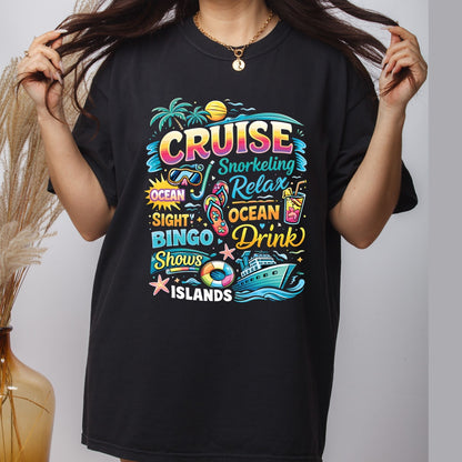 Cruise Snorkeling Relax Retro Cruise Ship DTF Transfer Ready to Press Family Cruise UV DTF Sticker Ocean Bingo Drink Heat Transfer for Shirts