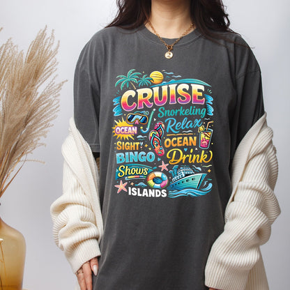 Cruise Snorkeling Relax Retro Cruise Ship DTF Transfer Ready to Press Family Cruise UV DTF Sticker Ocean Bingo Drink Heat Transfer for Shirts