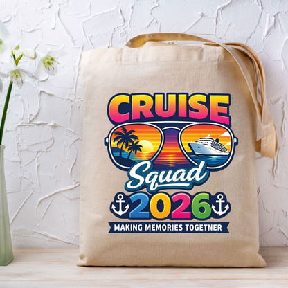 Cruise Squad 2026 Retro Sunglasses DTF Transfer Ready to Press Family Cruise Vacation UV DTF Sticker Ocean Liner & Palms Heat Transfer for Shirts