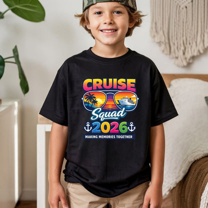 Cruise Squad 2026 Retro Sunglasses DTF Transfer Ready to Press Family Cruise Vacation UV DTF Sticker Ocean Liner & Palms Heat Transfer for Shirts