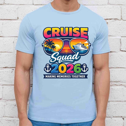 Cruise Squad 2026 Retro Sunglasses DTF Transfer Ready to Press Family Cruise Vacation UV DTF Sticker Ocean Liner & Palms Heat Transfer for Shirts