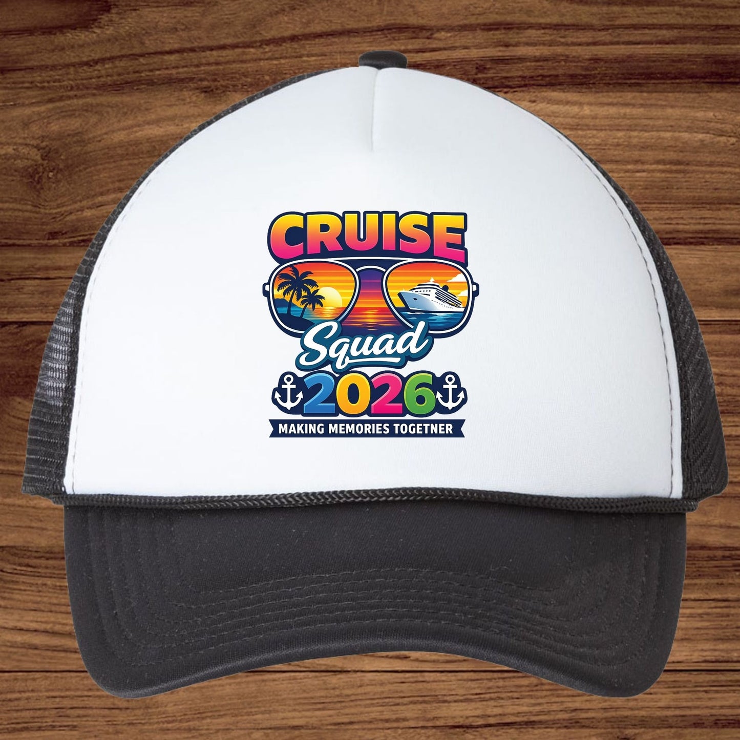Cruise Squad 2026 Retro Sunglasses DTF Transfer Ready to Press Family Cruise Vacation UV DTF Sticker Ocean Liner & Palms Heat Transfer for Shirts