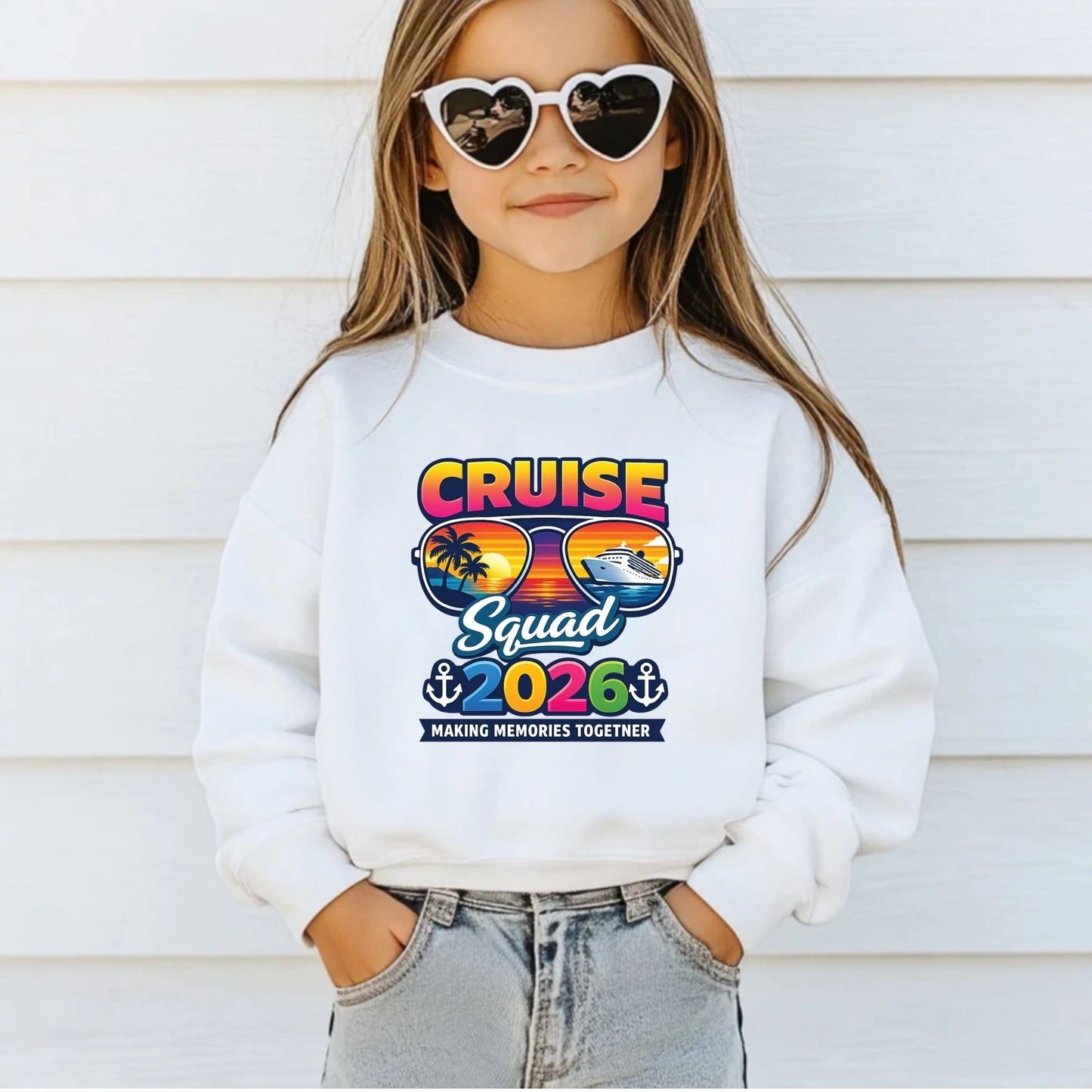 Cruise Squad 2026 Retro Sunglasses DTF Transfer Ready to Press Family Cruise Vacation UV DTF Sticker Ocean Liner & Palms Heat Transfer for Shirts