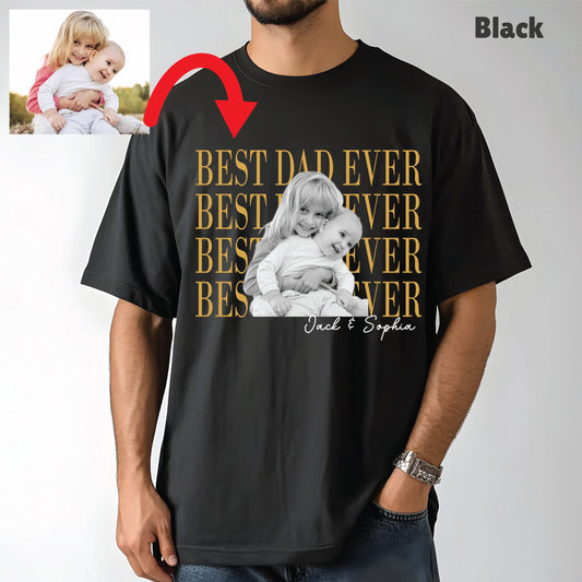 Custom Dad Vintage Photo Comfort Colors® Shirt Personalized Fathers Day Shirt With Kids Photo Best Dad Ever Tees New Dad Gift From Wife