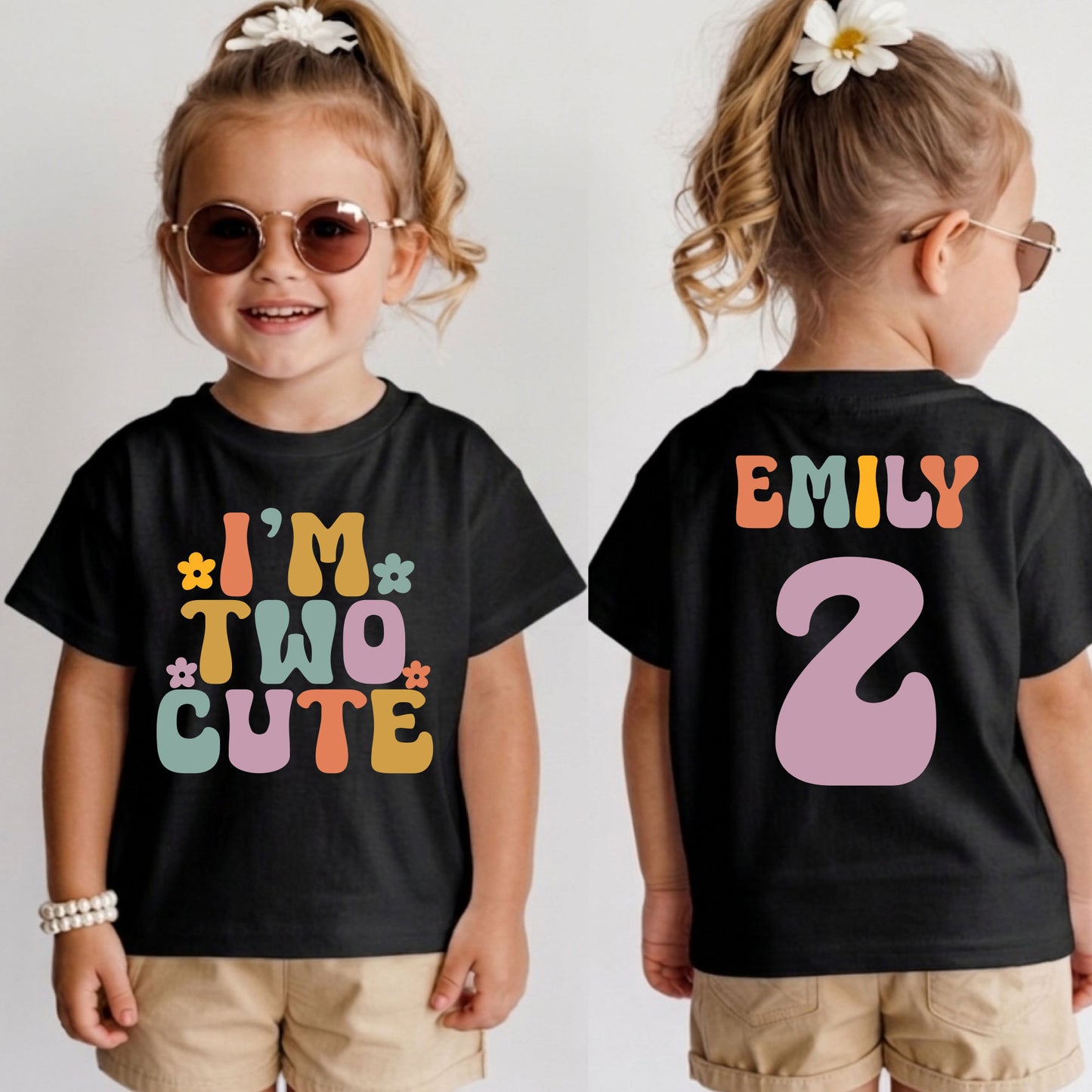 Custom 2nd Birthday Shirt I'm Two Cute Shirts Groovy Second Birthday Toddler Tee Retro Kids Birthday Outfit Two Year Old Childrens Gift