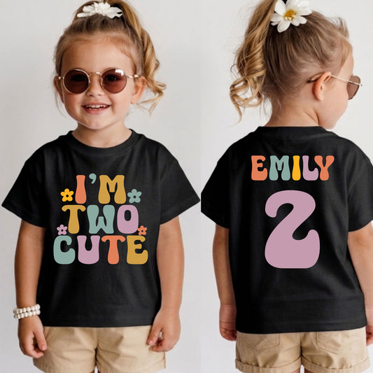 Custom 2nd Birthday Shirt I'm Two Cute Shirts Groovy Second Birthday Toddler Tee Retro Kids Birthday Outfit Two Year Old Childrens Gift