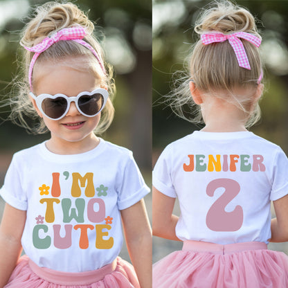 Custom 2nd Birthday Shirt I'm Two Cute Shirts Groovy Second Birthday Toddler Tee Retro Kids Birthday Outfit Two Year Old Childrens Gift