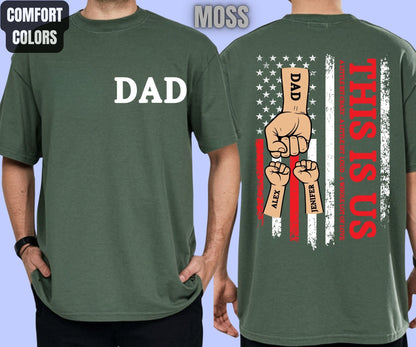 Custom Dad Comfort Colors T Shirts This is Us Dad Shirt with Kids Names Personalized Fathers Day Gift for Dad Grandpa First Bump Tees