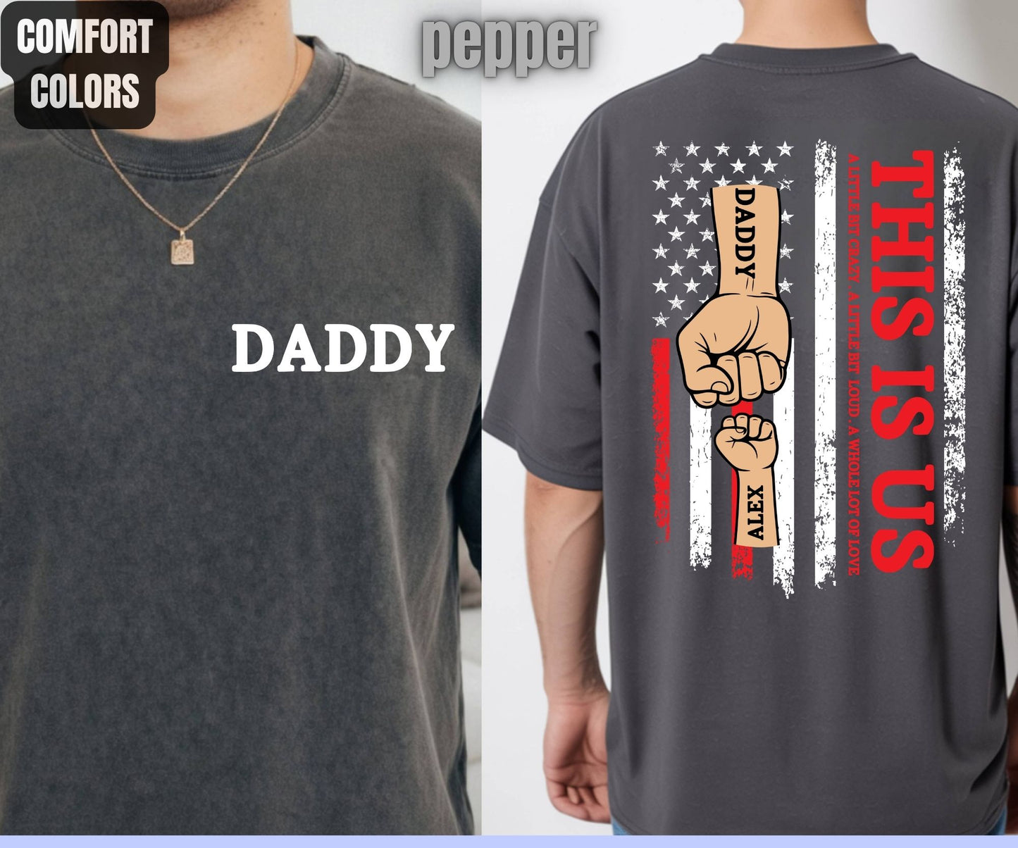 Custom Dad Comfort Colors T Shirts This is Us Dad Shirt with Kids Names Personalized Fathers Day Gift for Dad Grandpa First Bump Tees