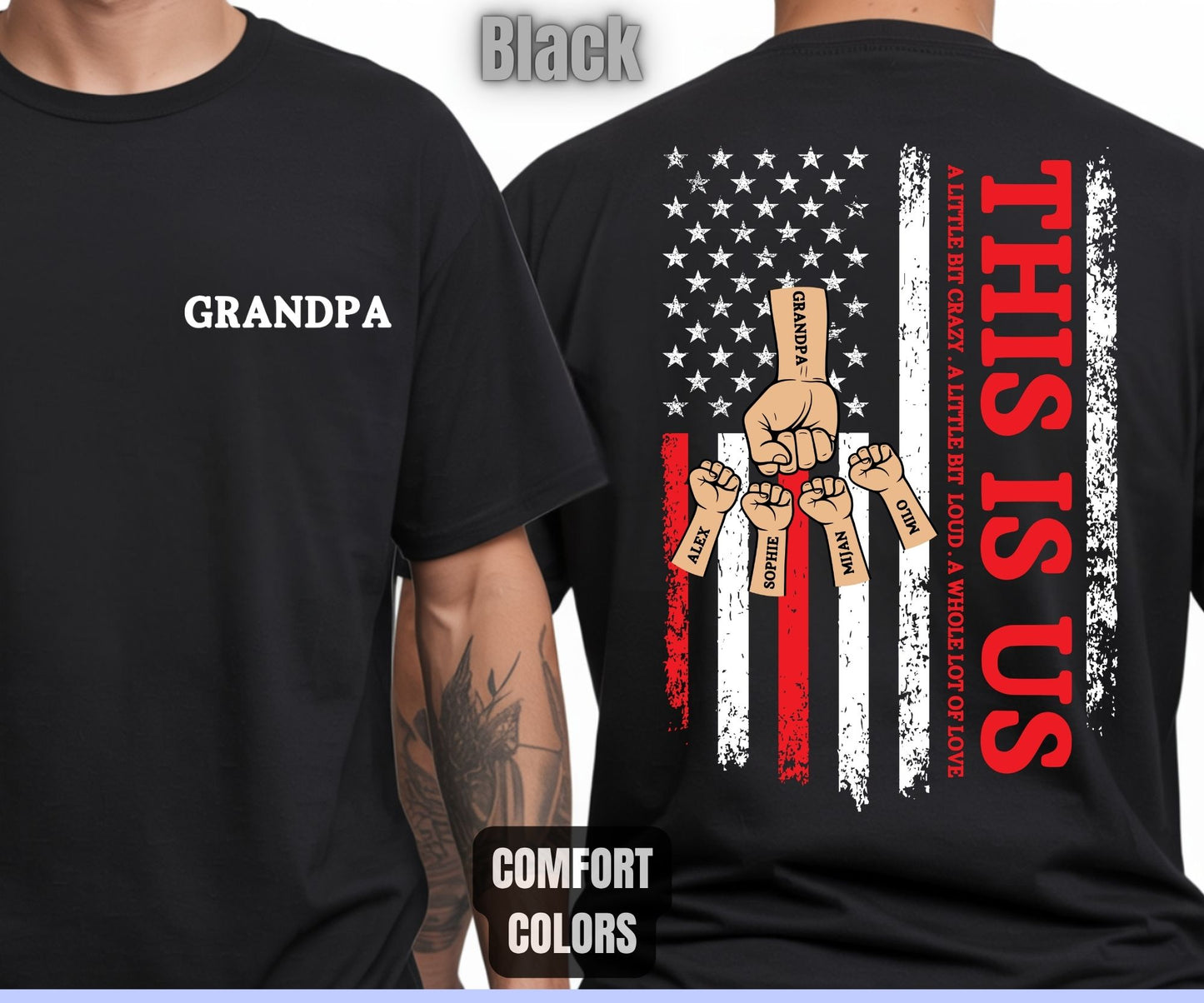 Custom Dad Comfort Colors T Shirts This is Us Dad Shirt with Kids Names Personalized Fathers Day Gift for Dad Grandpa First Bump Tees