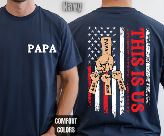 Custom Dad Comfort Colors T Shirts This is Us Dad Shirt with Kids Names Personalized Fathers Day Gift for Dad Grandpa First Bump Tees