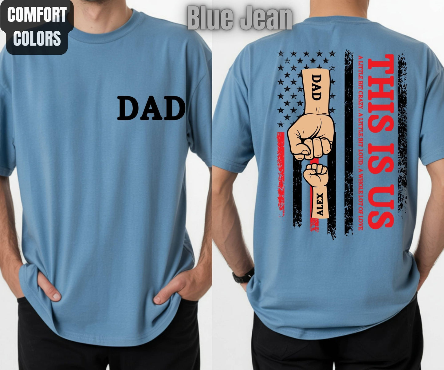 Custom Dad Comfort Colors T Shirts This is Us Dad Shirt with Kids Names Personalized Fathers Day Gift for Dad Grandpa First Bump Tees
