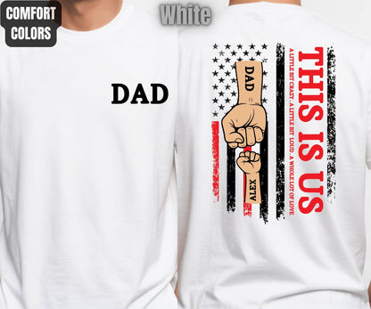 Custom Dad Comfort Colors T Shirts This is Us Dad Shirt with Kids Names Personalized Fathers Day Gift for Dad Grandpa First Bump Tees